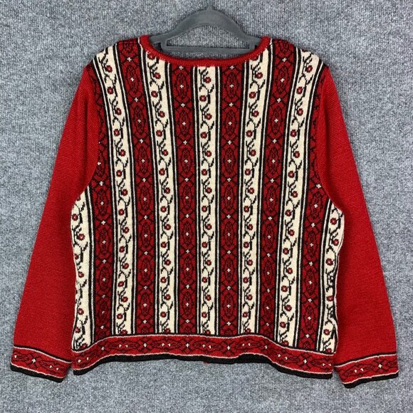 Vintage ODA Of Norway Wool Fair Isle Cardigan Sweater Metal Clasp S - Picture 2 of 14